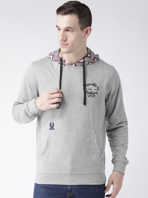 

Club York Men Grey & Black Printed Hooded Sweatshirt