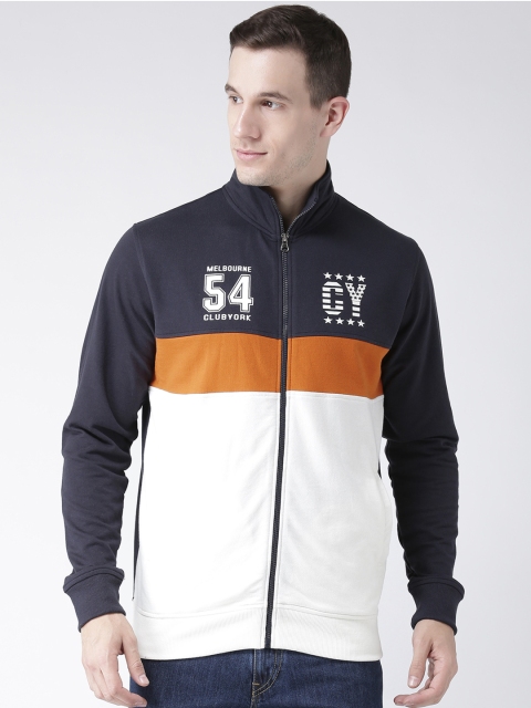 

Club York Men Navy Blue & White Colourblocked Sweatshirt
