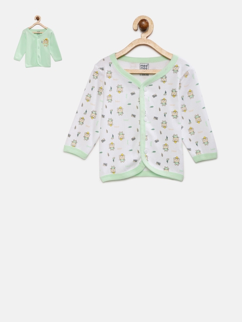MeeMee Kids Pack of 2 Printed Jhablas, White