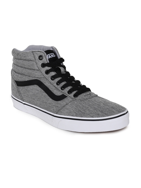 

Vans Men Grey Solid Ward Hi Mid-Top Sneakers
