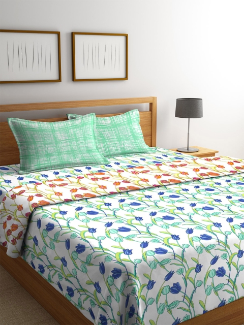 

CORE Designed by SPACES White & Green Floral Print Bedding Set