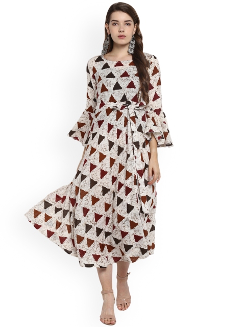 

Fashion String Women Off-White Printed A-Line Dress