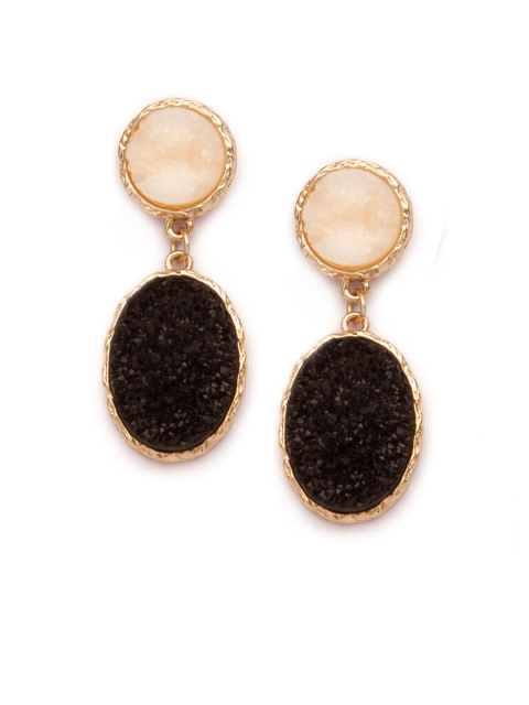 

Rubans Gold-Toned & Black Classic Handcrafted Drop Earrings