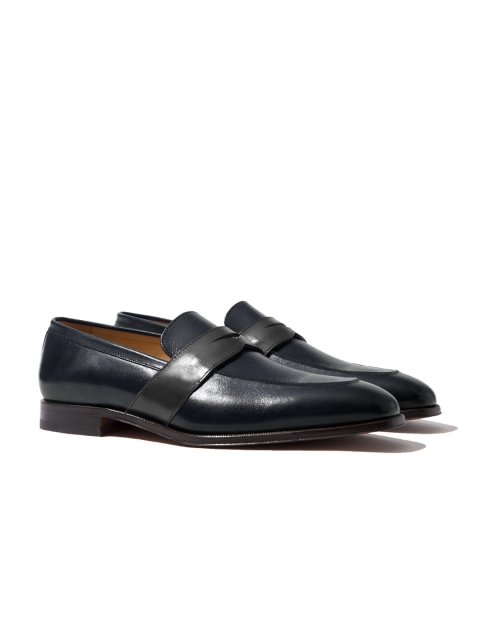 

Rapawalk Blue & Grey Handcrafted Wide Width Leather Slipons