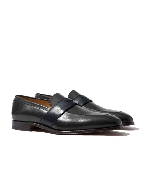 

Rapawalk Grey & Blue Handcrafted Wide Width Leather Slipons