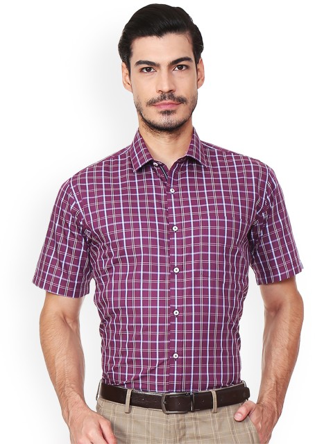 

Van Heusen Men Purple & White Regular Fit Checked Formal Shirt