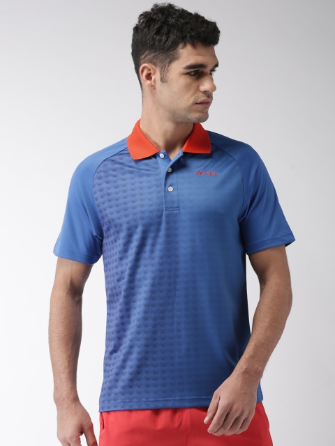 

YONEX Men Blue Printed Polo Collar T-shirt
