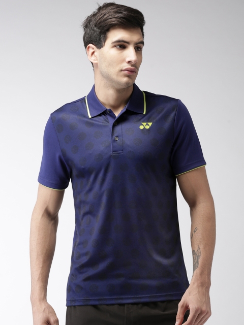 

YONEX Men Blue Printed Polo Collar T-shirt