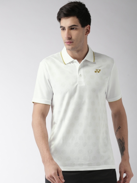 

YONEX Men White Printed Polo Collar T-shirt