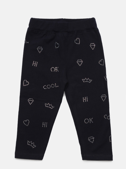 

Little Kangaroos Girls Navy Blue Embellished Leggings