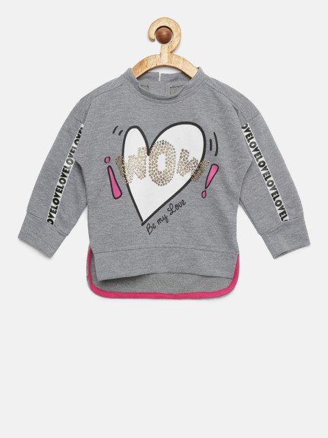 

Little Kangaroos Girls Grey Printed Sweatshirt