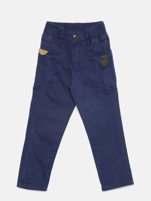 

Little Kangaroos Boys Navy Blue Regular Fit Solid Trousers