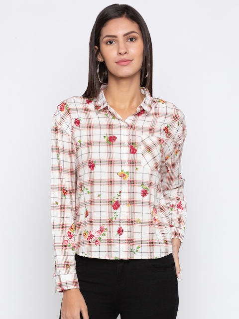 

Globus Women White & Red Regular Fit Printed Casual Shirt