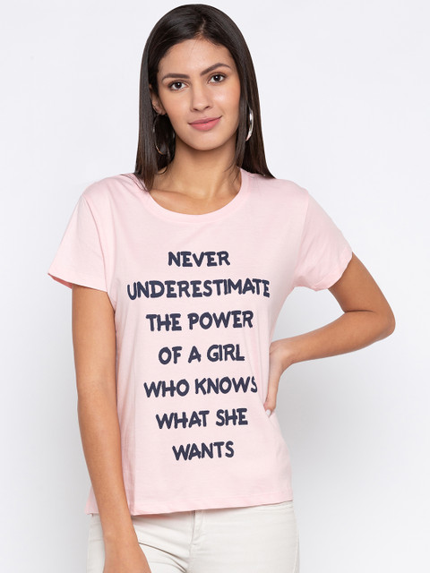 

Globus Women Pink Printed Round Neck T-shirt