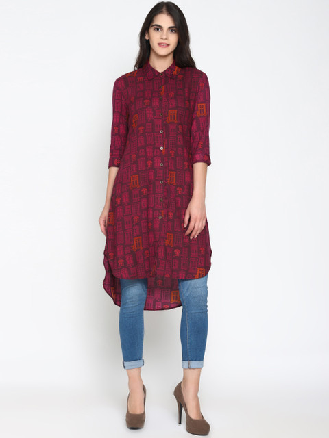 

UNTUNG Women Magenta Printed A-Line Kurta
