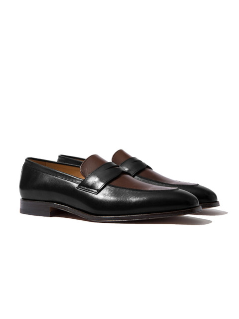 

Rapawalk Black & Coffee Brown Handcrafted Wide Width Leather Slipons