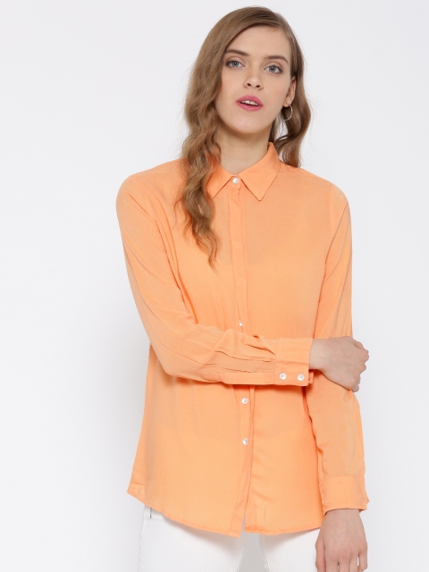 

United Colors of Benetton Women Peach-Coloured Solid Casual Shirt