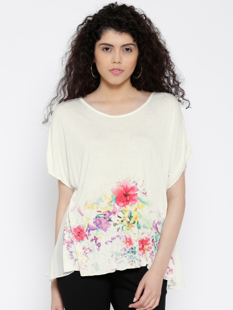 

United Colors of Benetton Women Off-White Printed Top