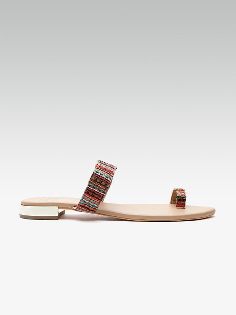 

Carlton London Women Multicoloured Woven Design One Toe Flats, Multi