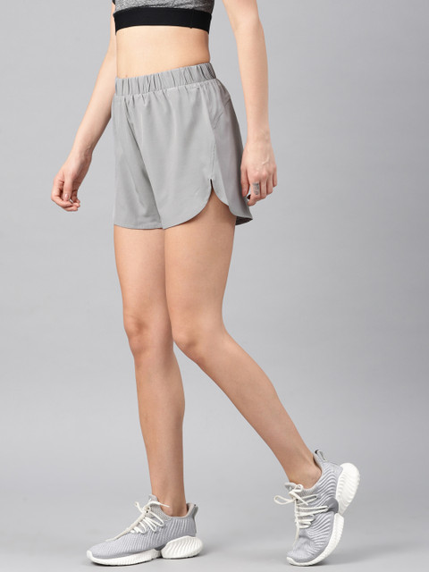 

HRX by Hrithik Roshan Women Grey Solid Regular Fit Rapid-Dry Running Sports Shorts