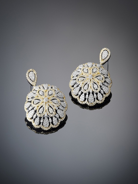 

shaze Gold-Toned Silver-Plated Circular Drop Earrings