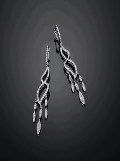 

shaze Silver-Toned Contemporary Silver-Plated Drop Earrings