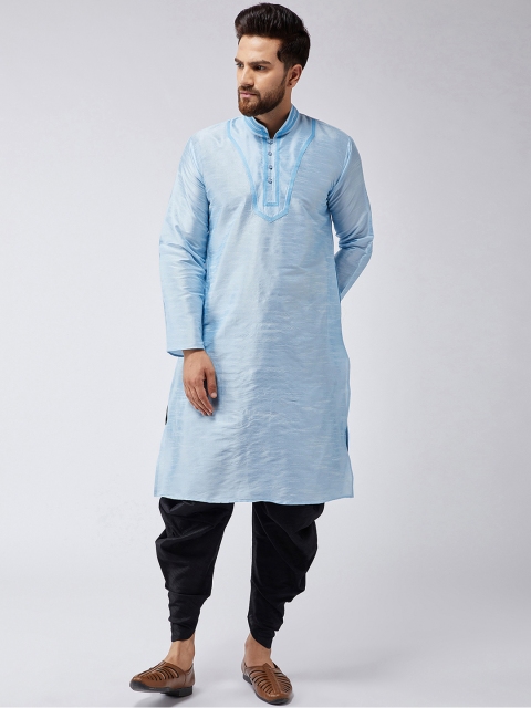 

SOJANYA Men Blue & Black Self Design Kurta with Dhoti Pants