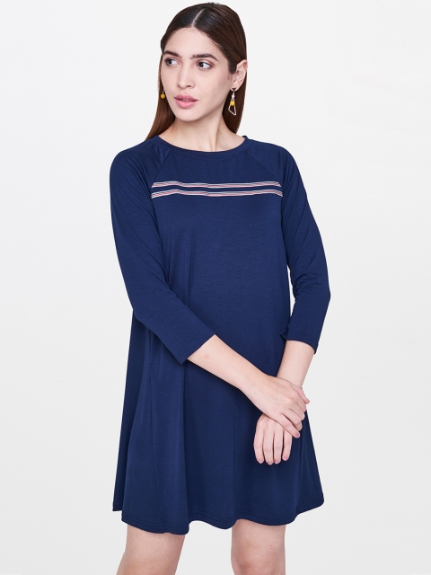 

AND Women Blue Solid A-Line Dress