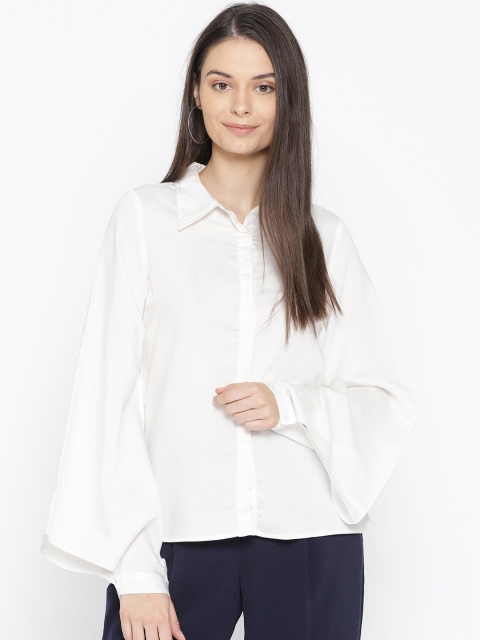 

AND Women White Regular Fit Solid Casual Shirt