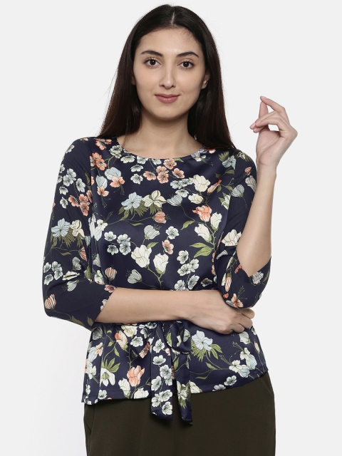 

AND Women Blue Printed Top