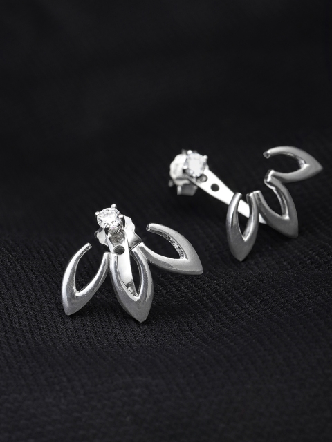

Carlton London Rhodium-Plated 925 Sterling Silver CZ Stone Studded Jacket Earrings