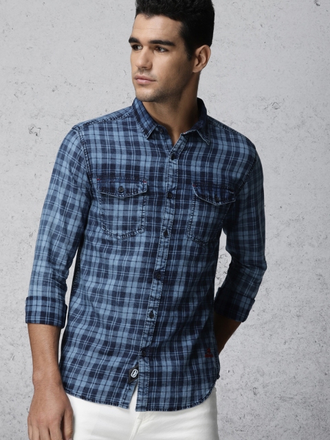 

Ecko Unltd Men Blue Slim Fit Checked Casual Shirt