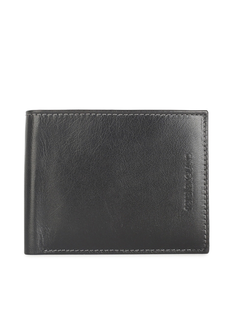 

Peter England Men Black Solid Leather Two Fold Wallet