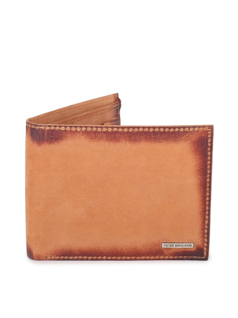 

Peter England Men Brown Solid Leather Two Fold Wallet