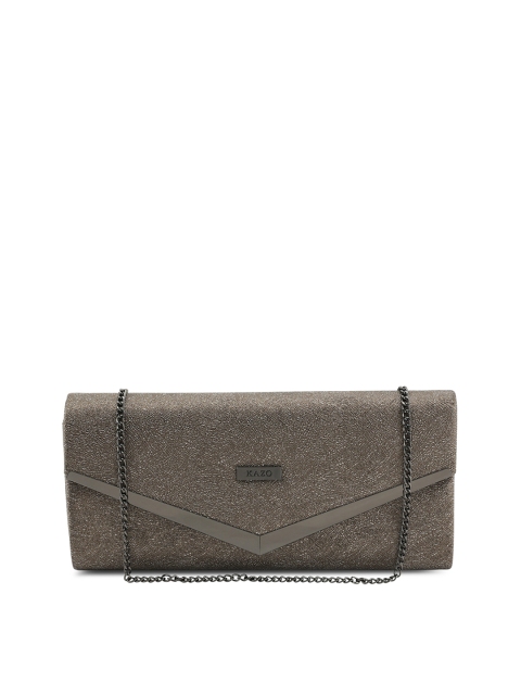 

Kazo Grey Solid Leather Clutch