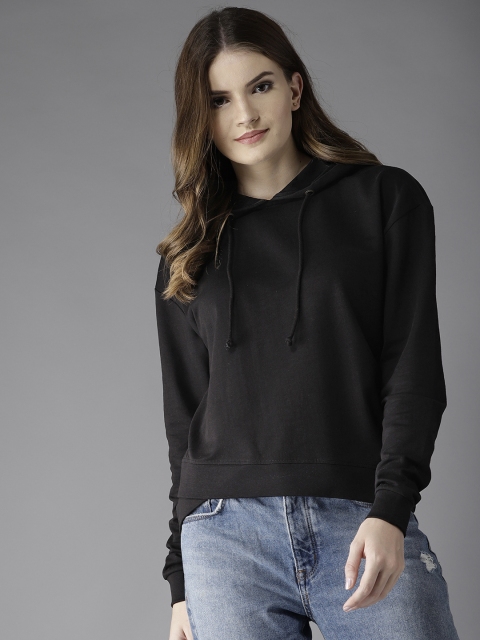 

HERE&NOW Women Black Hooded Sweatshirt