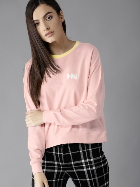 

HERE&NOW Women Pink Solid Sweatshirt