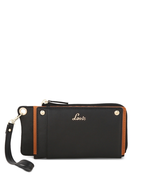 

Lavie Women Black Solid Zip Around Wallet