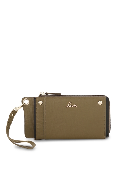 

Lavie Women Olive Green Solid Zip Around Wallet