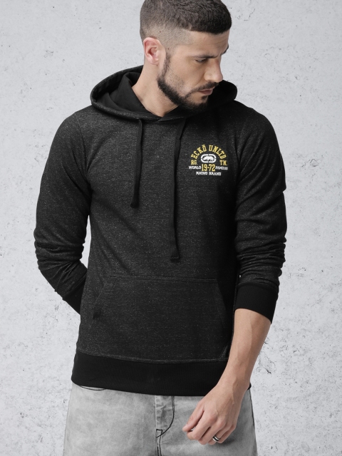 

Ecko Unltd Men Black Printed Hooded Sweatshirt