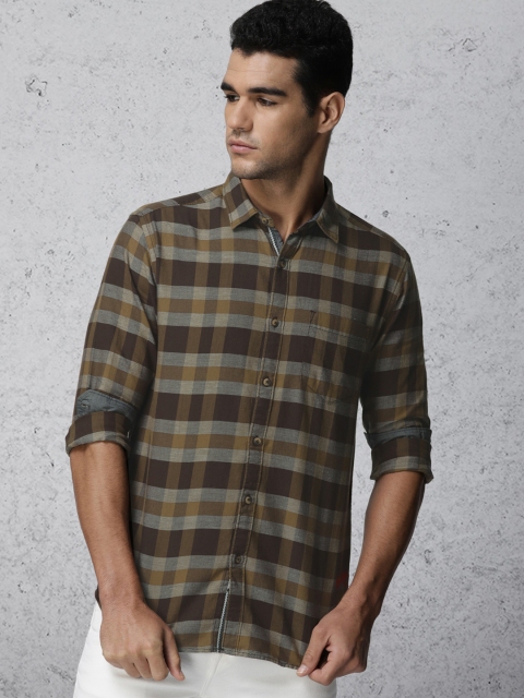 

Ecko Unltd Men Brown & Khaki Slim Fit Checked Casual Shirt