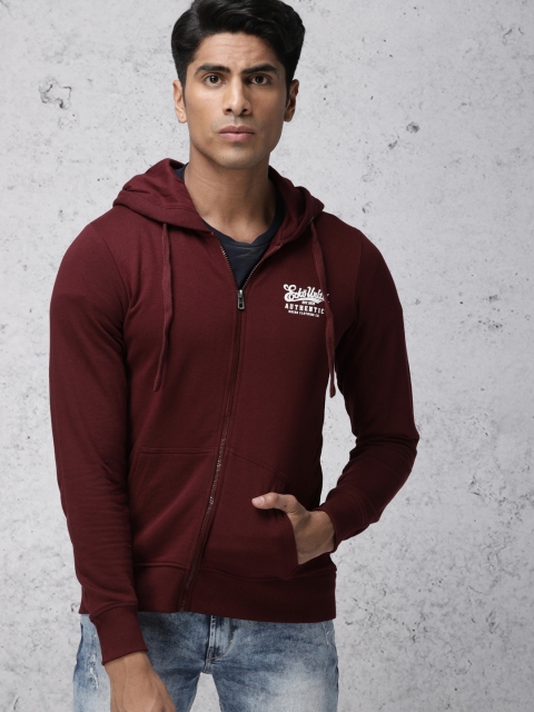 

Ecko Unltd Men Maroon Solid Hooded Sweatshirt