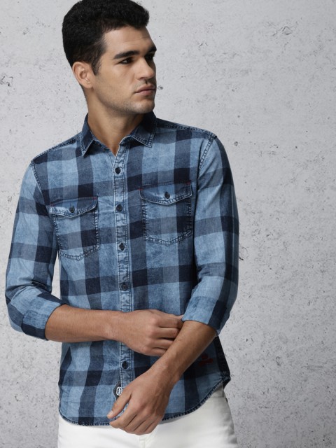 

Ecko Unltd Men Blue Slim Fit Checked Casual Shirt
