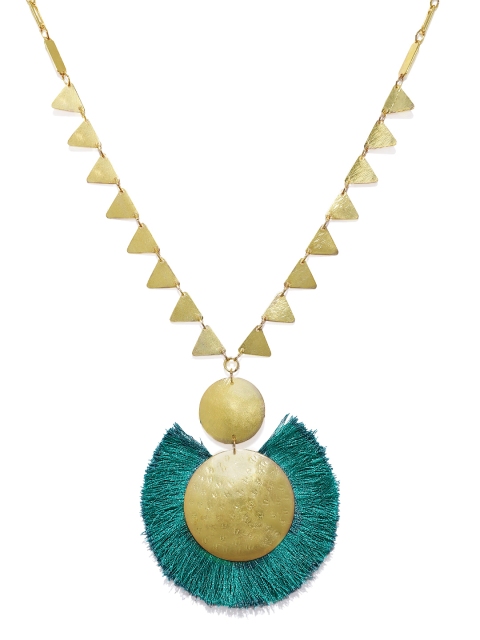 

Pipa Bella Teal Green & Gold-Toned Metal Tassel Necklace