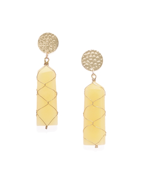 

Pipa Bella Gold-Toned & Beige Geometric Drop Earrings