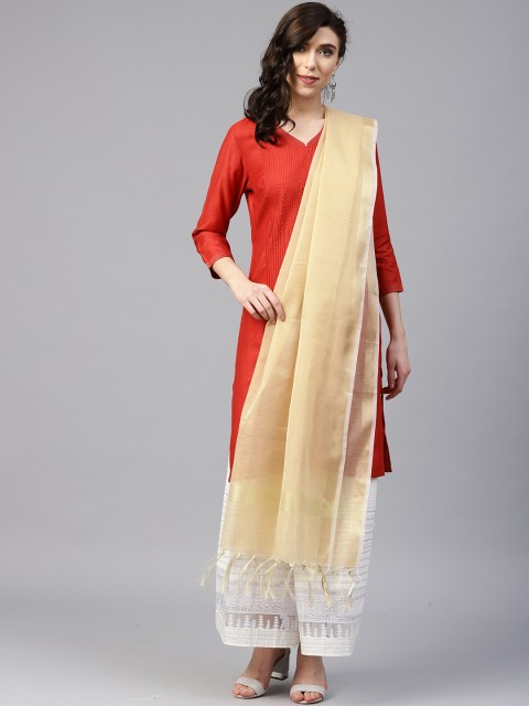 

W Golden Woven Design Dupatta, Gold