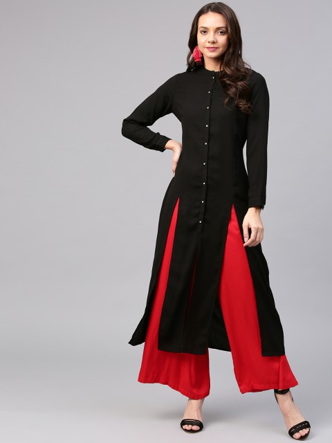 

W Women Black Solid A-Line Kurta