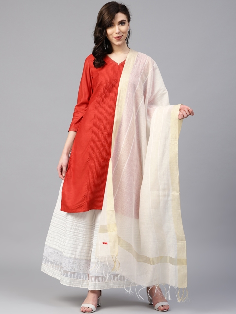 

W Off-White Solid Dupatta