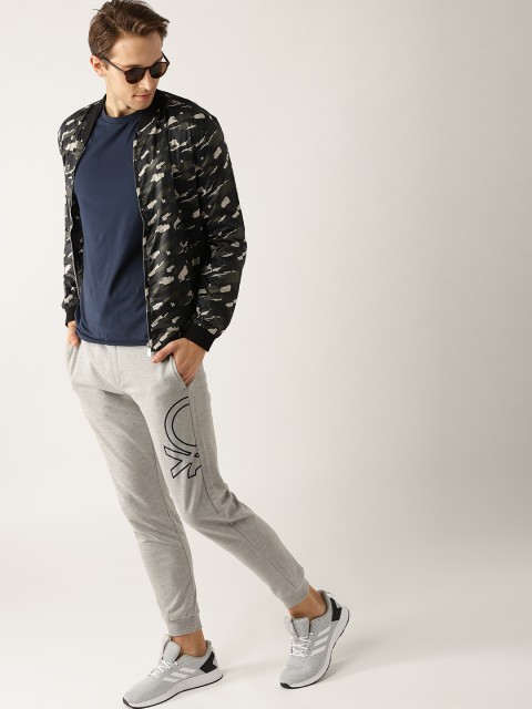 

United Colors of Benetton Men Grey Melange Solid Joggers