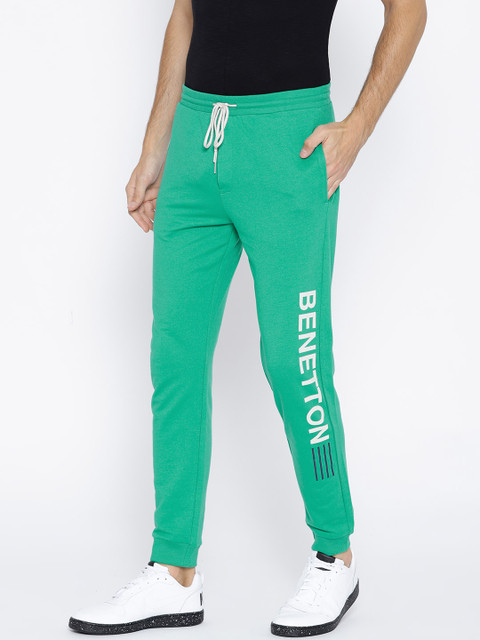 

United Colors of Benetton Men Green Printed Detail Joggers